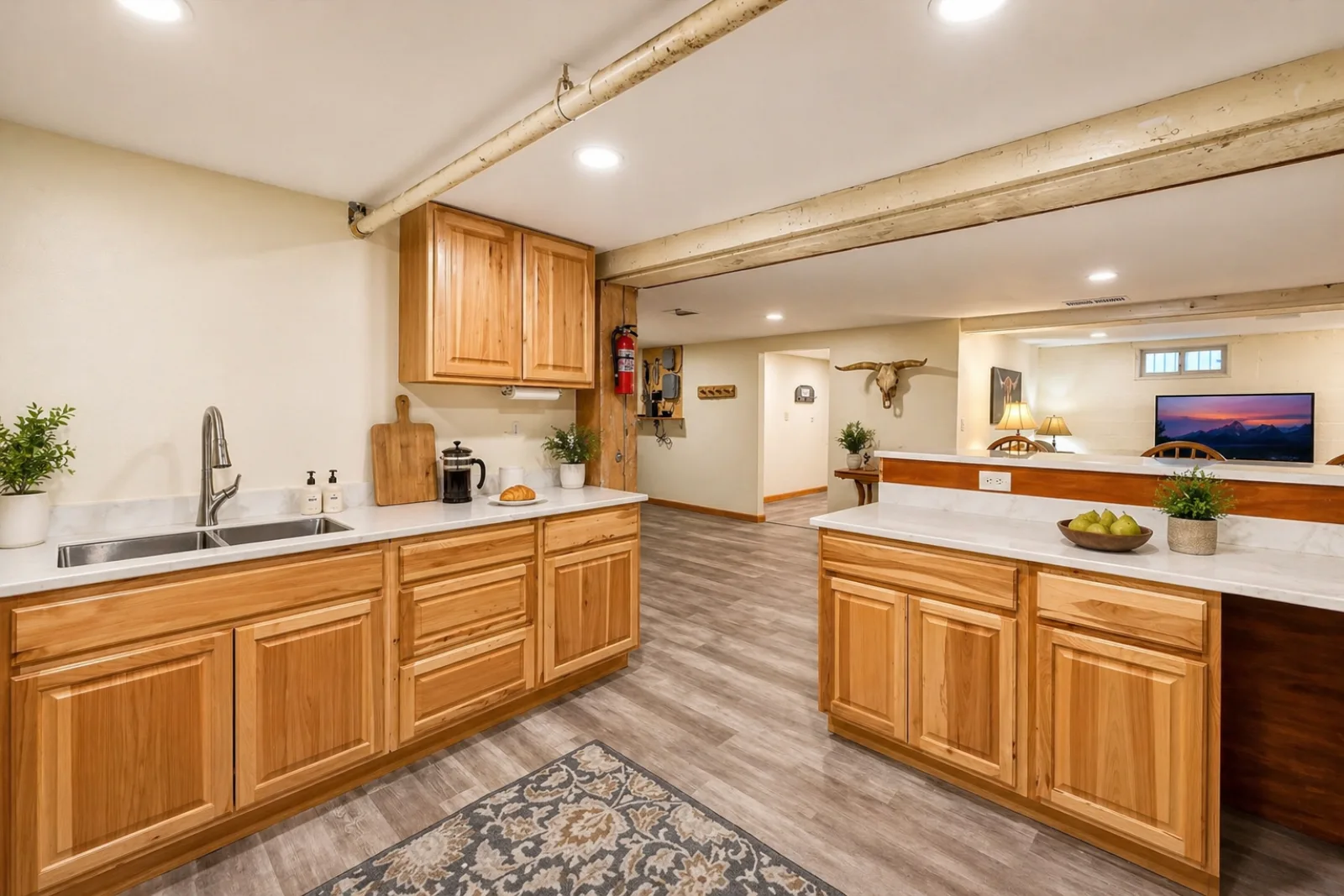 Master bedroom with king bed at Harbour Hideout, downtown Sheridan Wyoming vacation rental